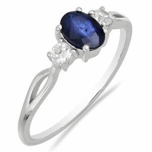 Prsten stříbrný s broušeným modrým safírem a velkými zirkony Ag 925 012108 BS - 62 mm (US 10) 2,0 g