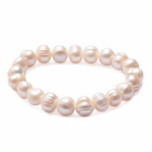 Dámský perlový náramek bílé perly potatoe 1 cm AA Grade kvalita - obvod cca 16 až 22 cm
