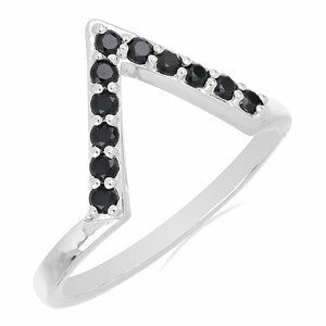 Prsten stříbrný s broušenými černými onyxy Ag 925 034710 ONY - 57 mm (US 8), 2,6 g