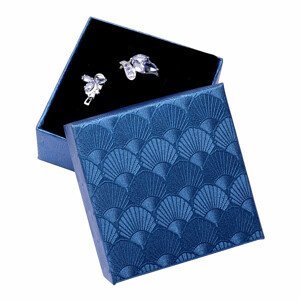 Papírová dárková krabička modrá na prsteny a náušnice 7,5 x 7,5 cm - 7,5 x 7,5 x 3,5 cm