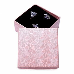 Papírová dárková krabička růžová na prsteny a náušnice 7,5 x 7,5 cm - 7,5 x 7,5 x 3,5 cm