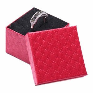 Papírová dárková krabička červená vzorovaná na prsteny 5 x 5 cm - 5 x 5 x 3,5 cm