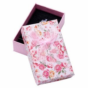 Papírová dárková krabička květinová růžová na prsteny a náušnice 8 x 5 cm - 8 x 5 x 2,6 cm