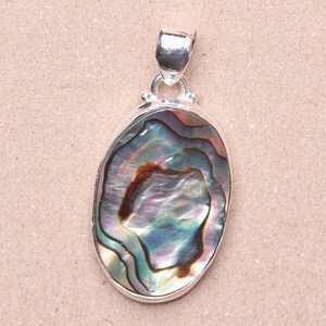 Paua abalon perleť přívěsek stříbro Ag 925 96727 - 2,8 cm, 5,9 g