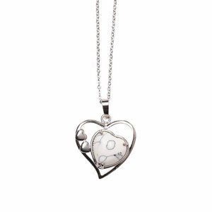 Howlit bílý srdce náhrdelník z nerez oceli - délka cca 45 cm