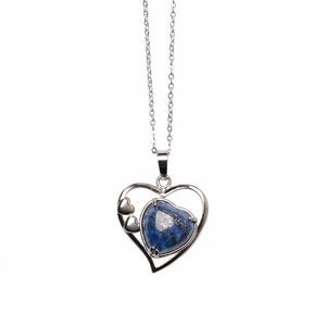 Lapis lazuli srdce náhrdelník z nerez oceli - délka cca 45 cm