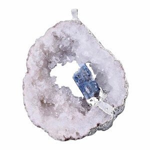 Achát drúza přívěsek s krystalem kyanitu - cca 5 - 6 cm