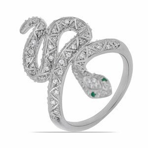 Prsten stříbrný s broušenými smaragdy Ag 925 044627 EM - 54 mm (US 7), 6,1 g