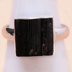 Turmalín skoryl prsten stříbro Ag 925 LOT137 - 56 mm (US 7,5), 5,3 g