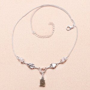 Vltavín, Herkimer diamant a meteorit náhrdelník stříbro Ag 925 LOT20 - 40 - 45 cm, 10 g
