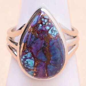 Tyrkys purpurový prsten stříbro Ag 925 R711 - 54 mm (US 7), 6,5 g