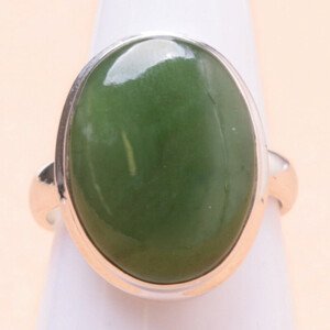 Jadeit nefrit prsten stříbro Ag 925 LOT31 - 58 mm (US 8,5), 7 g