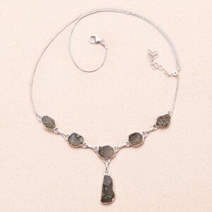 Vltavín náhrdelník stříbro Ag 925 N28 - 42,5 - 45,5 cm, 7,9 g