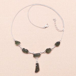 Vltavín náhrdelník stříbro Ag 925 N32 - 41,5 - 45,5 cm, 8,6 g