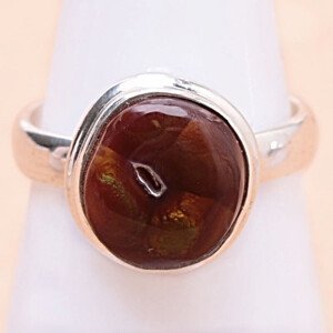 Achát mexický ohnivý prsten stříbro Ag 925 LOT15 - 53 mm (US 6,5), 4,2 g