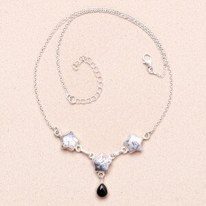 Opál dendritický náhrdelník stříbro Ag 925 37317 - 40 - 45 cm, 7,3 g