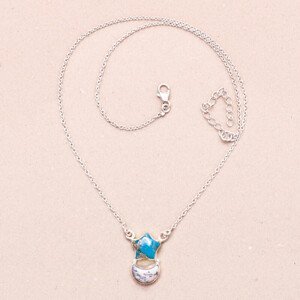Opál dendritický náhrdelník stříbro Ag 925 37643 - 40 - 45,5 cm, 5 g