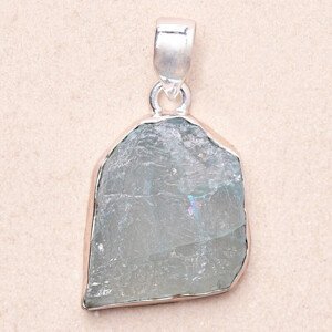 Akvamarín surový přívěsek stříbro Ag 925 P927 - 2,5 cm, 7,7 g
