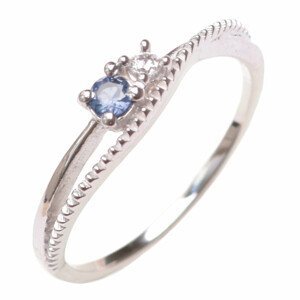 Prsten stříbrný s broušeným modrým safírem a zirkonem Ag 925 031121 SAF - 52 mm (US 6), 1,25 g