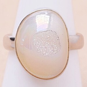 Achát drúzička andělská aura prsten stříbro Ag 925 R543 - 60 mm (US 9,5), 6,2 g