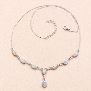 Opál etiopský náhrdelník stříbro Ag 925 N7 - 43,5 - 47 cm, 7,8 g