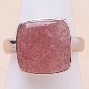 Křišťál jahodový prsten stříbro Ag 925 R167 - 56 mm (US 7,5), 5,5 g