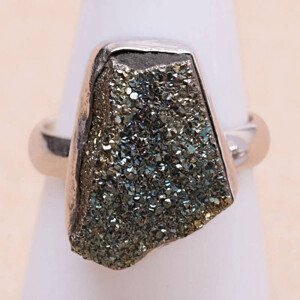 Pyrit duhový drůzička prsten stříbro Ag 925 R157 - 55 mm (US 7,5), 5,9 g