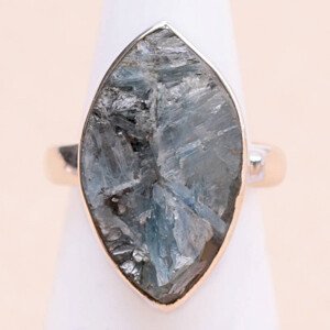 Kyanit Paraiba surový prsten stříbro Ag 925 R41 - 53 mm (US 6,5), 7,3 g