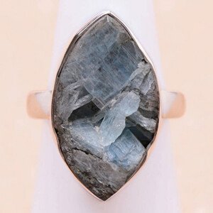 Kyanit Paraiba surový prsten stříbro Ag 925 R54 - 52 mm (US 6), 7,3 g