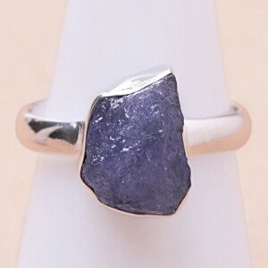 Tanzanit surový prsten stříbro Ag 925 LOT128 - 56 mm (US 7,5), 3,6 g