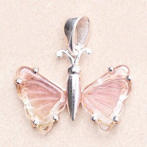 Turmalín motýl přívěsek stříbro Ag 925 LOT2 - 1,3 cm, 1,6 g