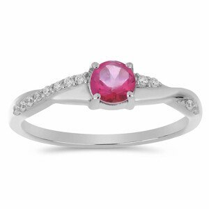 Prsten stříbrný s Pink topazem a zirkony Ag 925 012722 PT - 59 mm (US 9), 2,3 g
