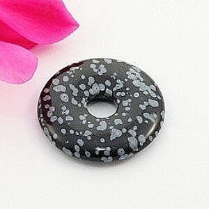 Obsidián vločka donut - Ø 3 cm