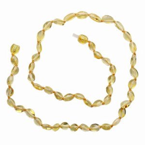 Jantar náhrdelník leštěné fazolky lemon - délka cca 46 cm