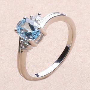 Prsten stříbrný s Blue Sky topazem a zirkony Ag 925 026295 BT - 52 mm (US 6), 2,66 g