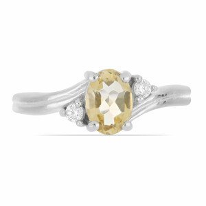 Prsten stříbrný s broušeným citrínem a zirkony Ag 925 026295 CT - 57 mm (US 8) 2,66 g