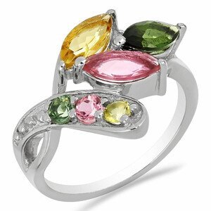 Prsten stříbrný s broušenými vícebarevnými turmalíny Ag 925 023241 MT - 53 mm (US 6), 3,5 g