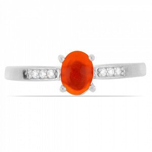 Prsten stříbrný s oranžovým opálem a zirkony Ag 925 012812 OROP - 52 mm (US 6), 1,9 g