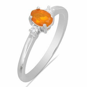 Prsten stříbrný s oranžovým opálem a zirkony Ag 925 015001 OROP - 52 mm (US 6), 1,4 g