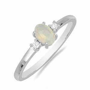 Prsten stříbrný s etiopským opálem a zirkony Ag 925 015001 ETOP - 52 mm (US 6), 1,3 g
