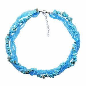 Tyrkys exkluzivní náhrdelník s třpytivými korálky - délka cca 45 cm
