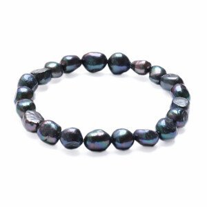 Dámský perlový náramek černé perly 10 mm - obvod cca 16 až 21 cm