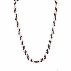 Granát a růženín náhrdelník pletený A kvalita - cca 75 - 80 cm