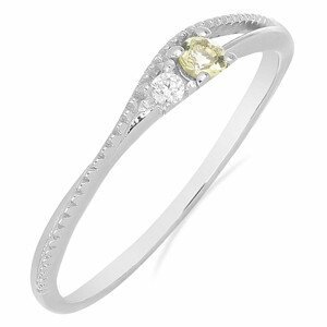 Prsten stříbrný s Lemon topazem a zirkonem Ag 925 031121 LET - 52 mm (US 6), 1,25 g