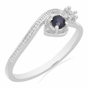 Prsten stříbrný s modrým safírem a zirkony Ag 925 031131 SAF - 52 mm (US 6), 1,41 g