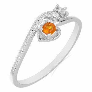 Prsten stříbrný s broušeným oranžovým kyanitem a zirkony Ag 925 031131 ORK - 52 mm (US 6), 1,41 g