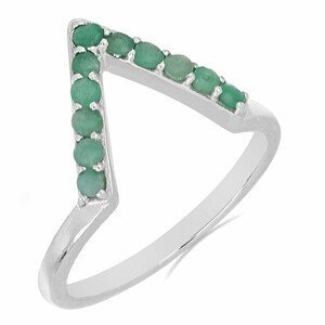 Prsten stříbrný s broušenými smaragdy Ag 925 034710 EM - 52 mm (US 6), 2,6 g