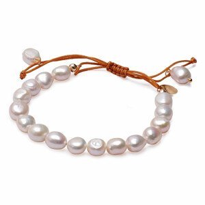 Dámský perlový náramek z bílých perel se Shamballa zapínáním - obvod cca 16 až 25 cm