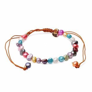 Dámský perlový náramek z barevných perel se Shamballa zapínáním - obvod cca 16 až 25 cm