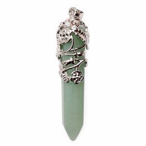 Avanturín zelený krystal přívěsek s květinami - cca 5,3 cm